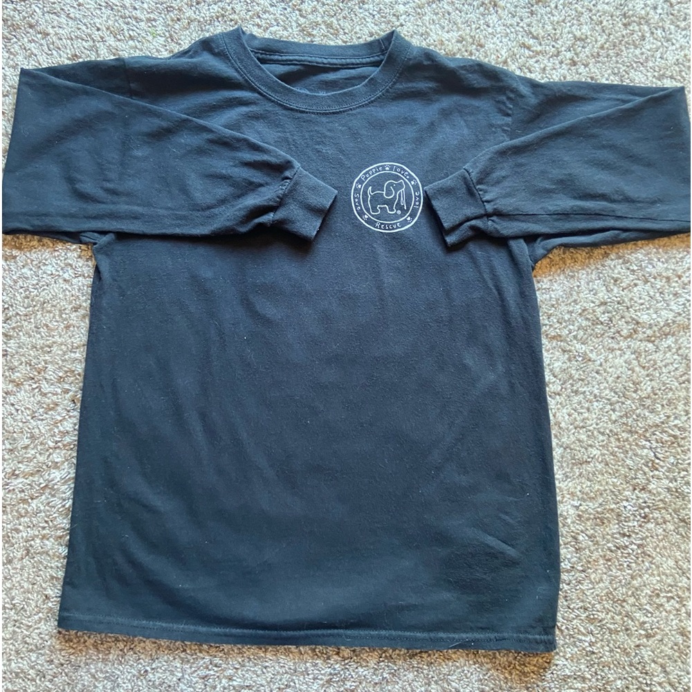 Puppie Love black long sleeve t-shirt. Youth Large